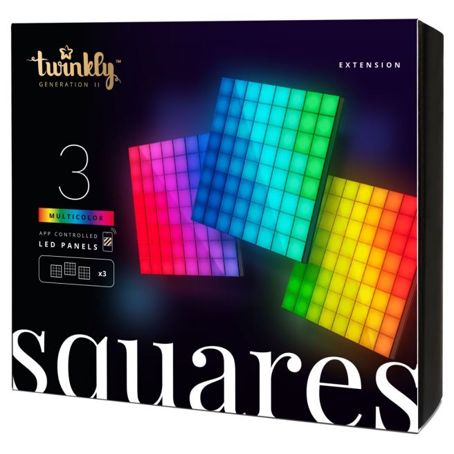 Billede af Twinkly Squares 3 Pak Lyspanel udvidelses pakke RGB - 16x16 cm 64LED hos Geek´d