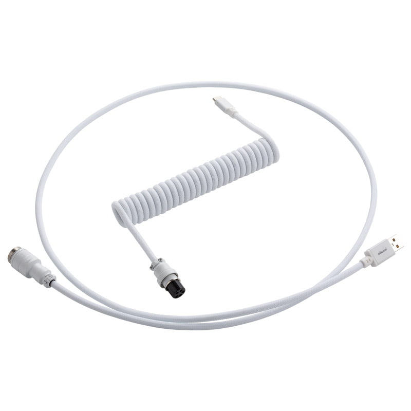 Se CableMod Pro Coiled Keyboard Cable USB A to USB Type C, Glacier White - 150cm hos Geek´d