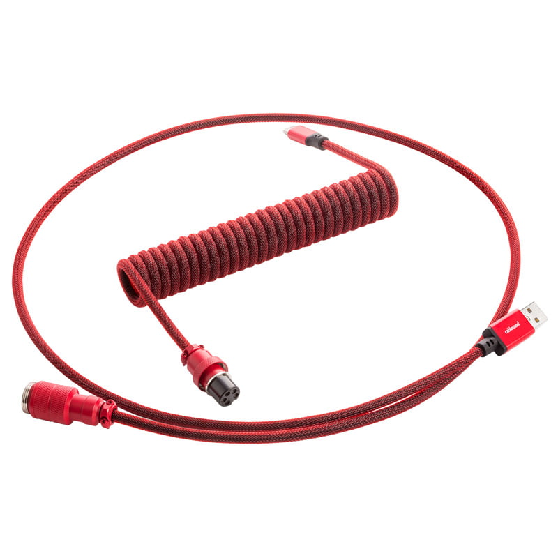 Se CableMod Pro Coiled Keyboard Cable USB A to USB Type C, Republic Red - 150cm hos Geek´d