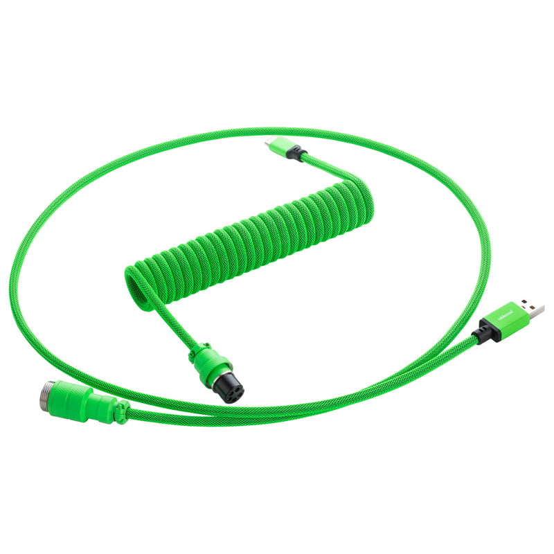 Se CableMod Pro Coiled Keyboard Cable USB A to USB Type C, Viper Green - 150cm hos Geek´d