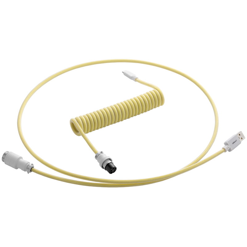 Billede af CableMod Pro Coiled Keyboard Cable USB A to USB Type C, Lemon Ice - 150cm