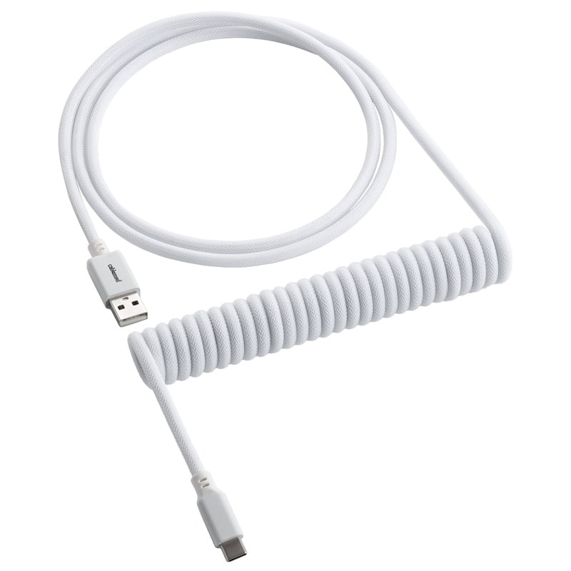 Se CableMod Classic Coiled Keyboard Cable USB-C to USB Type A, Glacier White - 150cm hos Geek´d