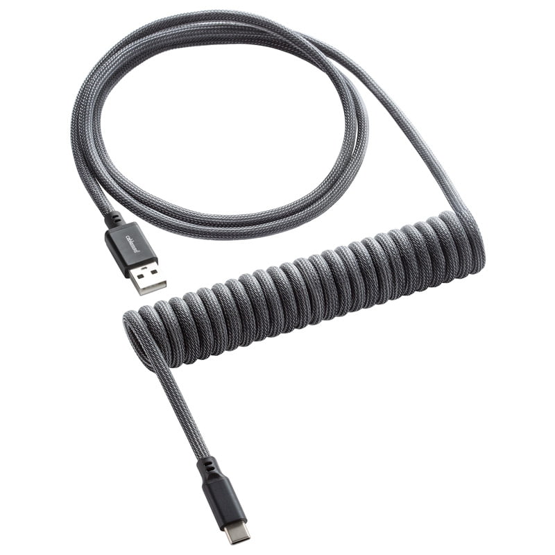 Se CableMod Classic Coiled Keyboard Cable USB A to USB Type C, Carbon Grey - 150cm hos Geek´d
