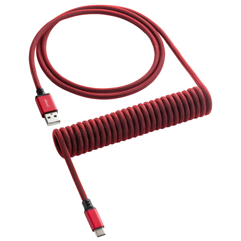 Se CableMod Classic Coiled Keyboard Cable USB A to USB Type C, Republic Red - 150cm hos Geek´d