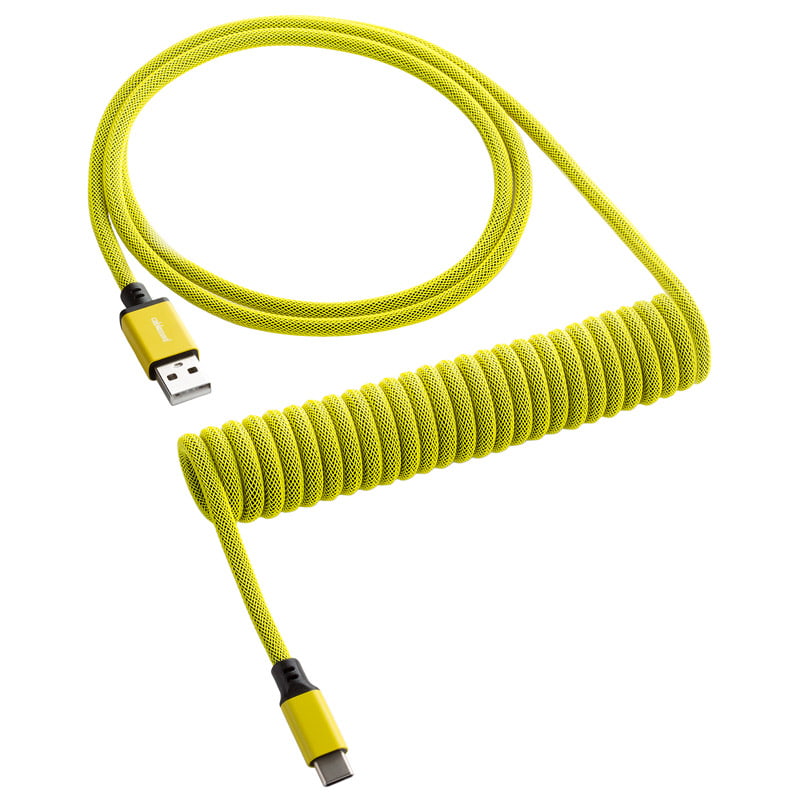 Se CableMod Classic Coiled Keyboard Cable USB-C to USB Type A, Dominator Yellow - 150cm hos Geek´d