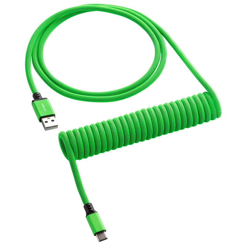 Se CableMod Classic Coiled Keyboard Cable USB-C to USB Type A, Viper Green - 150cm hos Geek´d