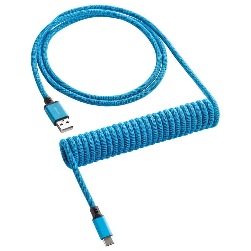 Se CableMod Classic Coiled Keyboard Cable USB-C to USB Type A, Specturm Blue - 150cm hos Geek´d