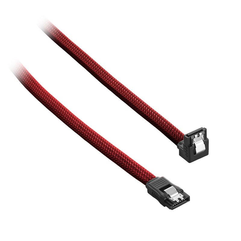 Se CableMod ModMesh Right Angle SATA 3 Cable 30cm - blood red hos Geek´d