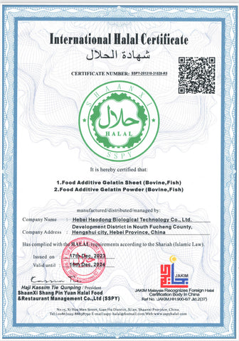 Halal certificate for 2024 Haodong Biological