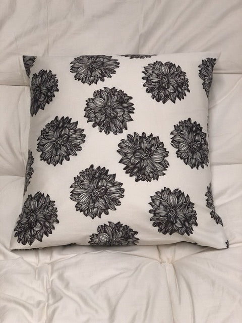 Couch Throw Pillow, Black with White Flowers Charmeuse Satin. Washable – A  Touch of Satin