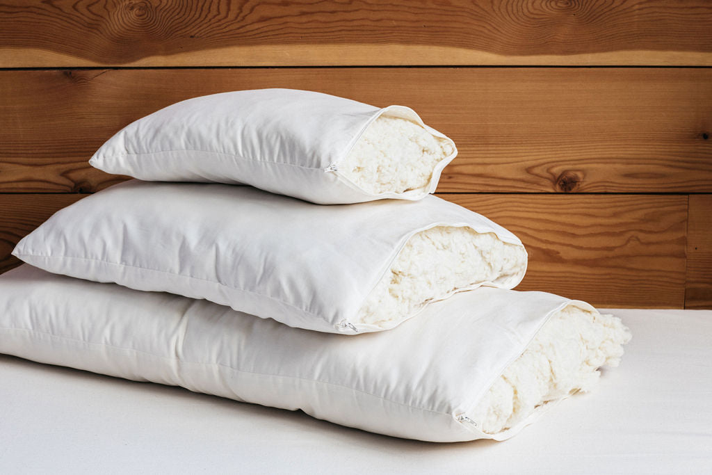 Wool Filled Pillow Inserts with Organic Cotton Covers