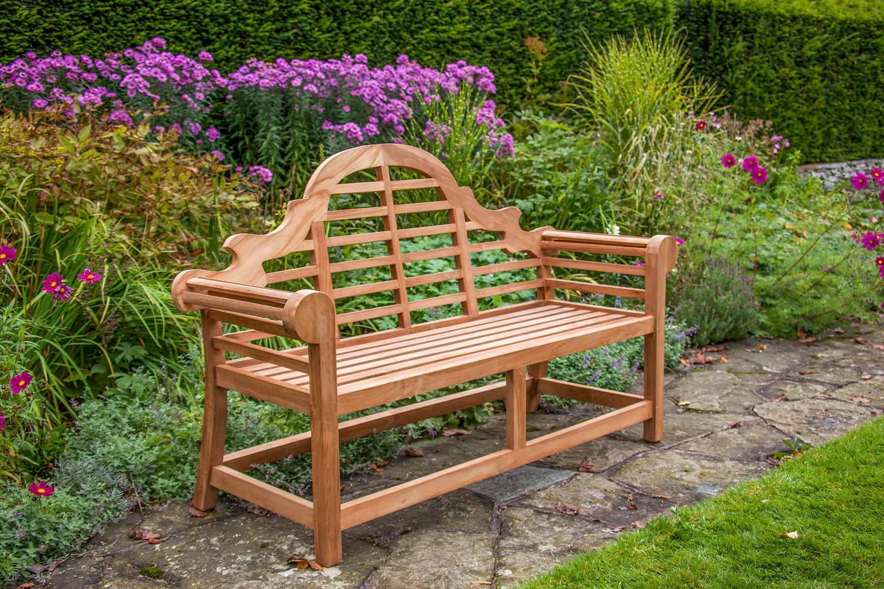 Sissinghurst Lutyens Teak Garden Bench Fully Assembled Mr Teak   TT0010Sissinghurst3seat03 1800x1800 