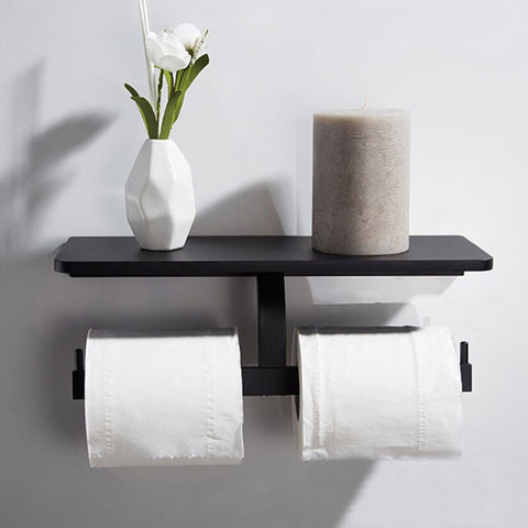 Double Toilet Paper Holder Bathroom Tissue Roll Holder with Shelf