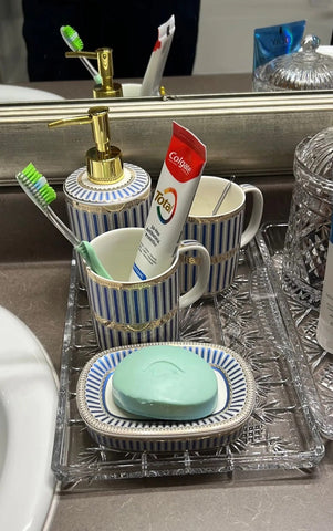 Blue and White Stripes Bathroom Decoration Accessories Bathroom Set