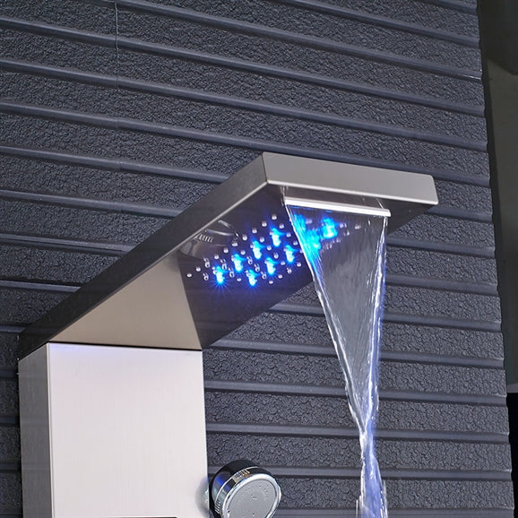 8" Stainless Steel Shower Column Panel Rain & Waterfall Shower Head Massage Jets Shower System