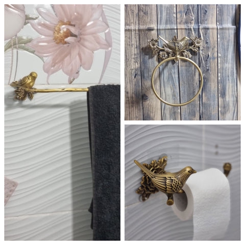 Antique Brass Towel Ring Carved Toilet Holder Creative Towel Bar