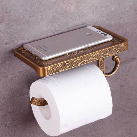 Antique Brass Paper Holder Bathroom Mobile Holder Toilet Holder