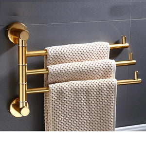 Double Pole Multi Pole Bath Towel Rack Golden Rotating Towel Rack - Index Bath