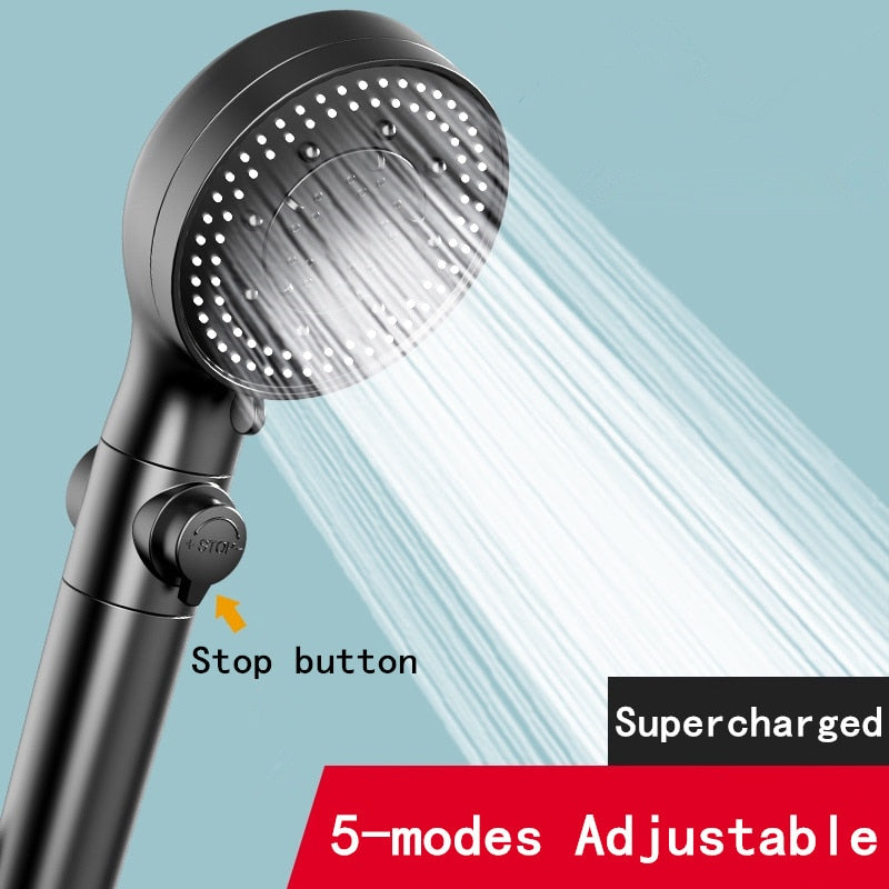 High Pressure Shower Head 5 Functions With Switch On Off Button
