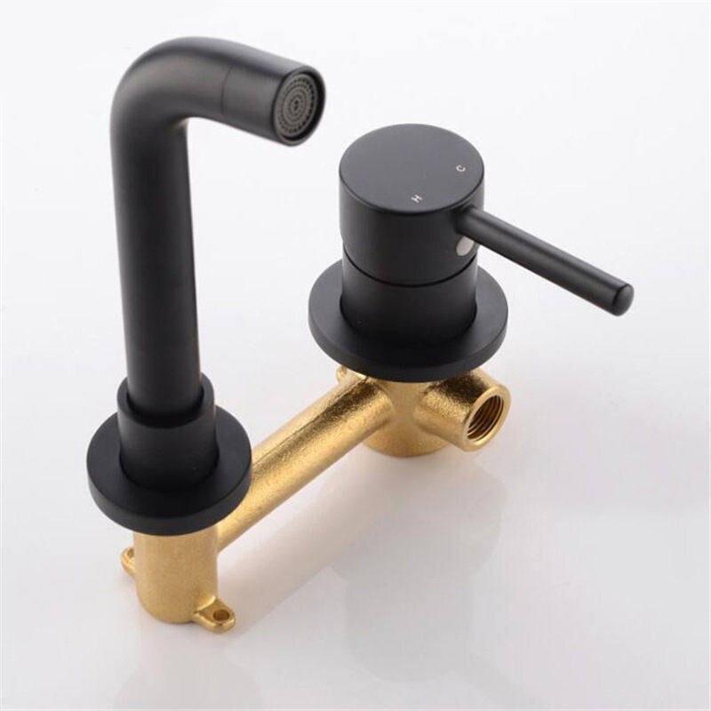 Wall Mounted Stainless Steel Faucet Single Handle Bathroom Faucet in 6 Colors