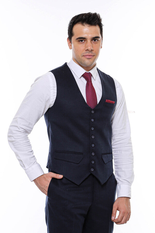 V VOCNI Mens Business Suit Vest Slim Fit Skinny Palestine