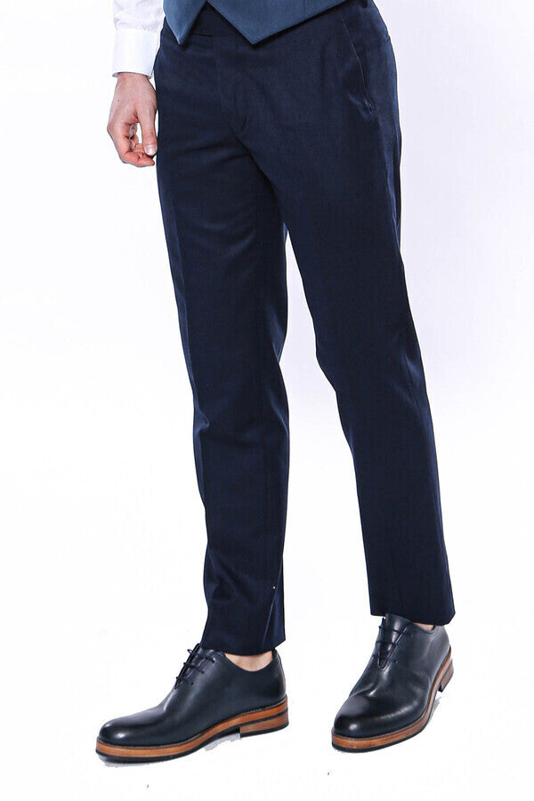 DENNISON Men Navy Blue Formal Trousers – dennisonfashionindia