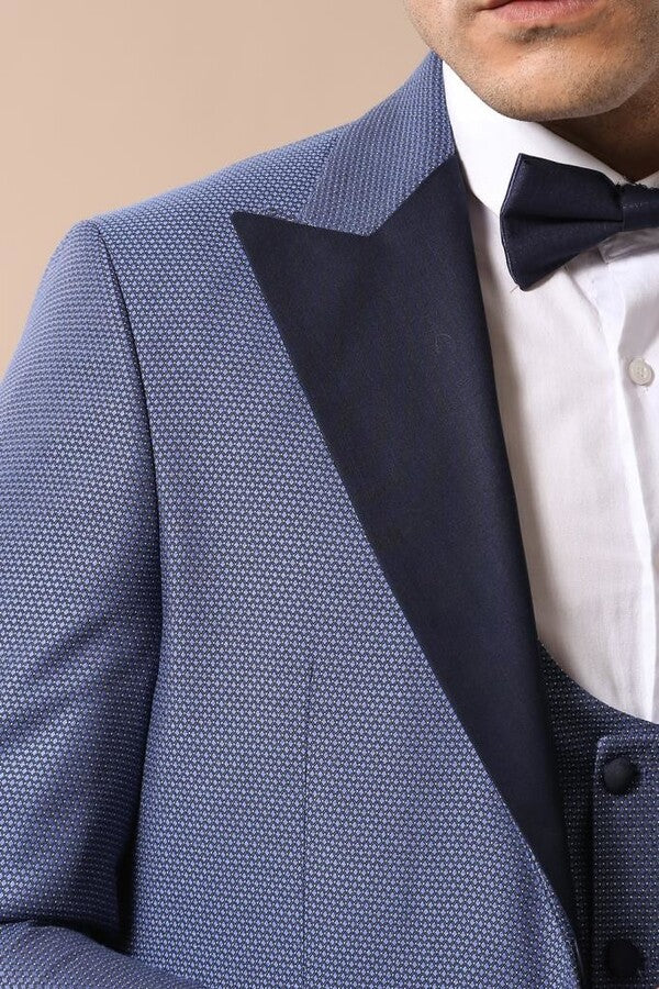 Forzieri Men's Bluette Satin Peak Lapel Tuxedo 46 IT at FORZIERI Canada