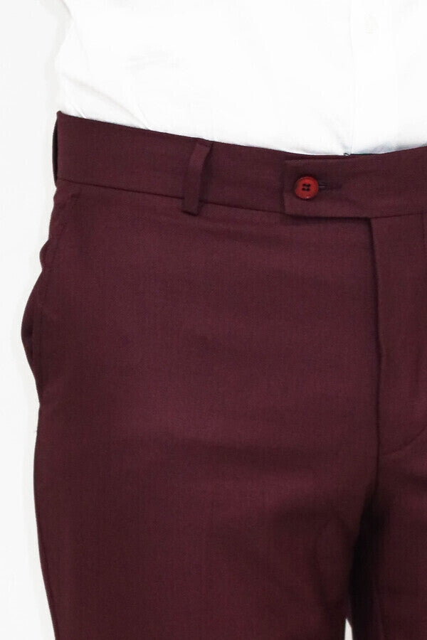 GentWith Ely Burgundy Slim Fit Cotton Pants