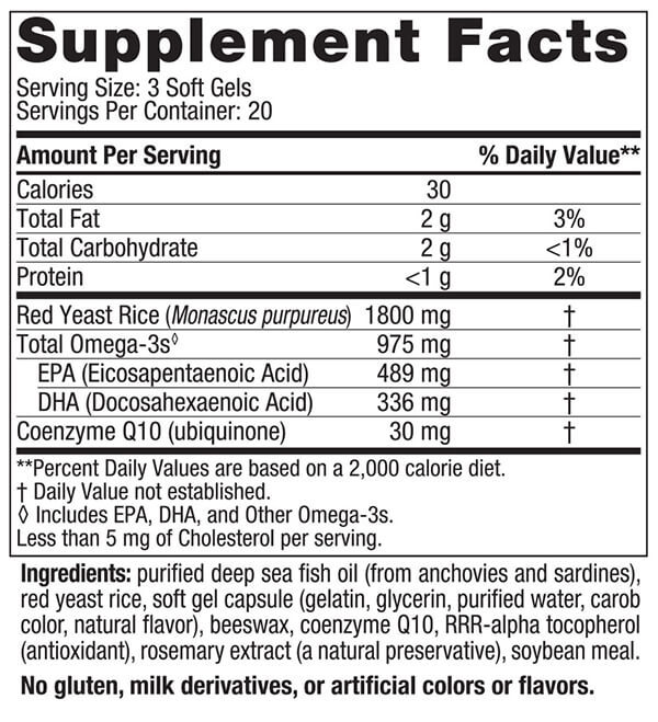 Nordic Naturals Cholesterol Support Omega Blend 60 Softgels Nutrition Info