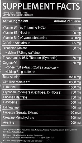 AfterDark Inhuman 20 Serves Nutrition Info