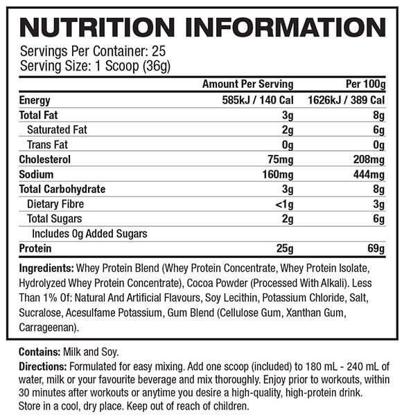 Dymatize Elite 100% Whey 2lb Nutrition Info