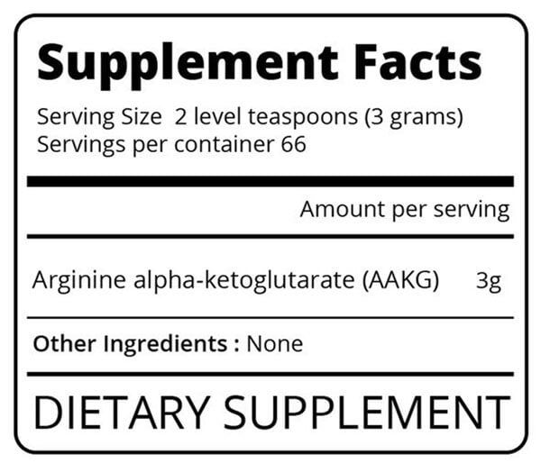 Eat Me Supplements AAKG 200g Nutrition Information