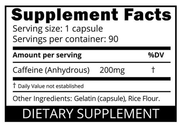 Eat Me Supplements Thermo Caffeine 200mg 90 Caps Nutrition Information