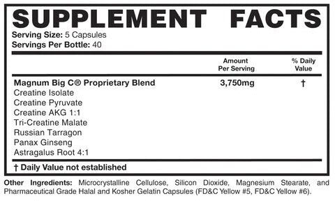 Magnum Big C 200 Capsules Nutrition Information