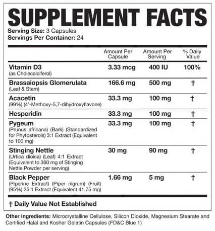 Magnum E-Brake 72 Capsules Nutrition Information