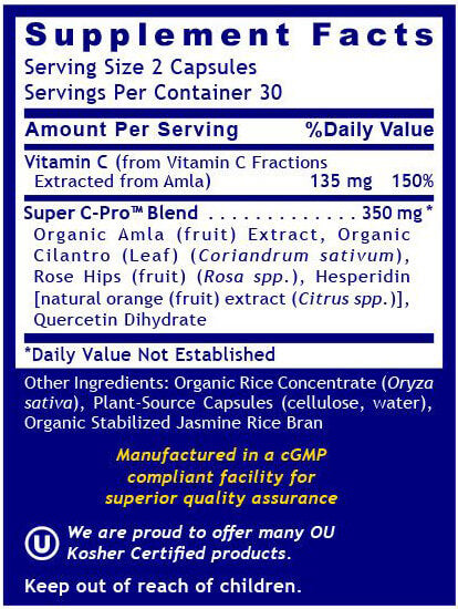 Quantum Nutritional Labs Vitamin C 60 Capsules Nutrition Info