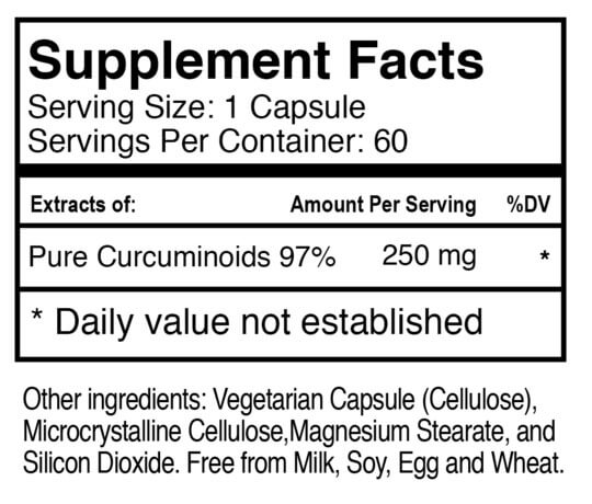 RUVED Curcumin 60 Caps Nutrition Information