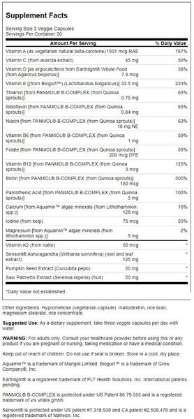 Swanson Men's Daily Multi 90 Caps Nutrition Info
