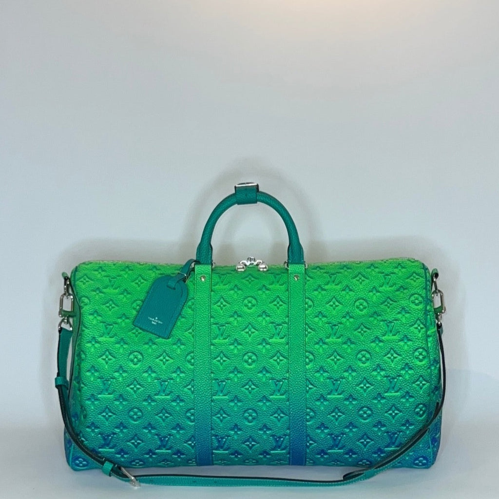 Brand New Louis Vuitton Keepall 50B Taurillon Illusion Blue/Green , Virgil  Abloh For Sale at 1stDibs