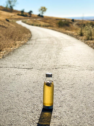 Tezahn in water bottle on a trail