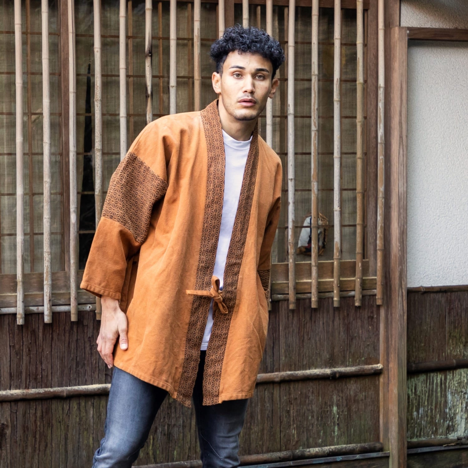 Patchwork Samue Jacket | Kakishibu | Sashiko | Kimono style – MASTER ...