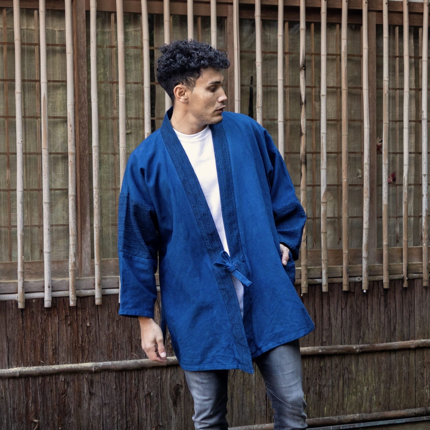 Patchwork Samue Jacket | Blue | Sashiko | Kimono style – MASTER ...