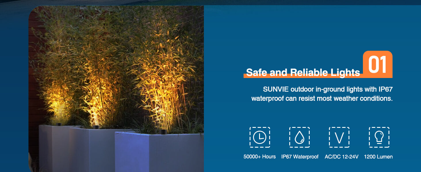 Low Voltage LED Shielded Landscape In Ground Well Lights with Wire Connectors 12W 12 Pack MDWL-12-12C
