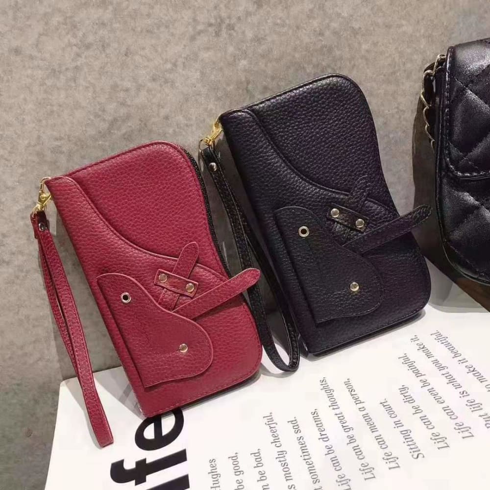 Dior Style Saddle Leather Cardholder Designer iPhone Case For iPhone 11 Pro Max X XS XS Max XR 7 8 Plus - AshleySale