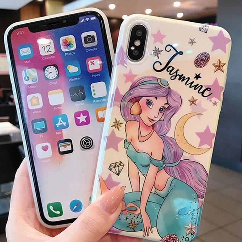 Disney Style Ariel Jasmine Princess Blue Ray Cute Glossy Iphone Case Mixixi Case