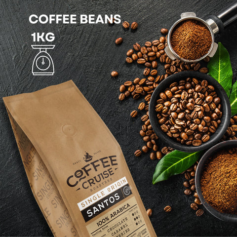 Crafted from 100% Arabica beans, Santos is renowned for its low acidity and harmonious balance of flavors.