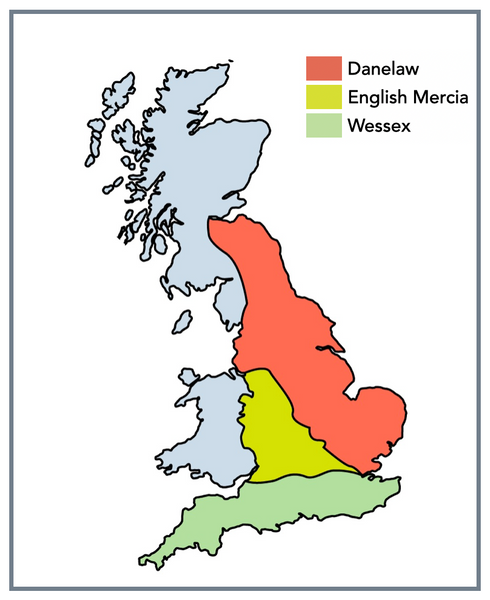 A map of the Anglo-Saxon kingdoms in 886