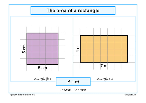 Formula to find the area of a rectangle