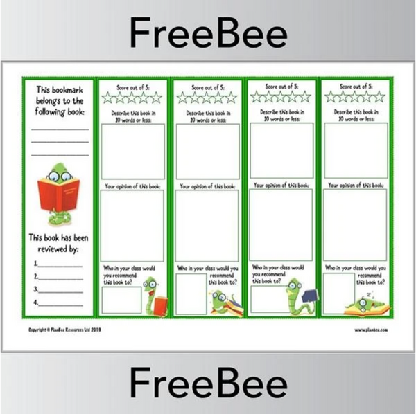 FREE Foldable Review Bookmark by PlanBee