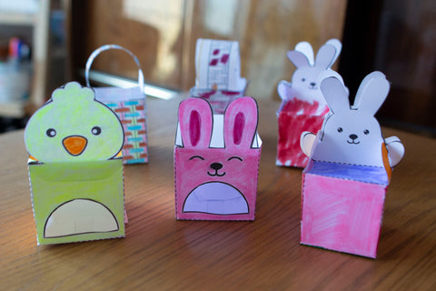 Easter baskets and boxes paper crafts